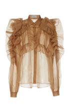 Moda Operandi Preen By Thornton Bregazzi Saeko Ruffled Silk Chiffon Shirt Size: S