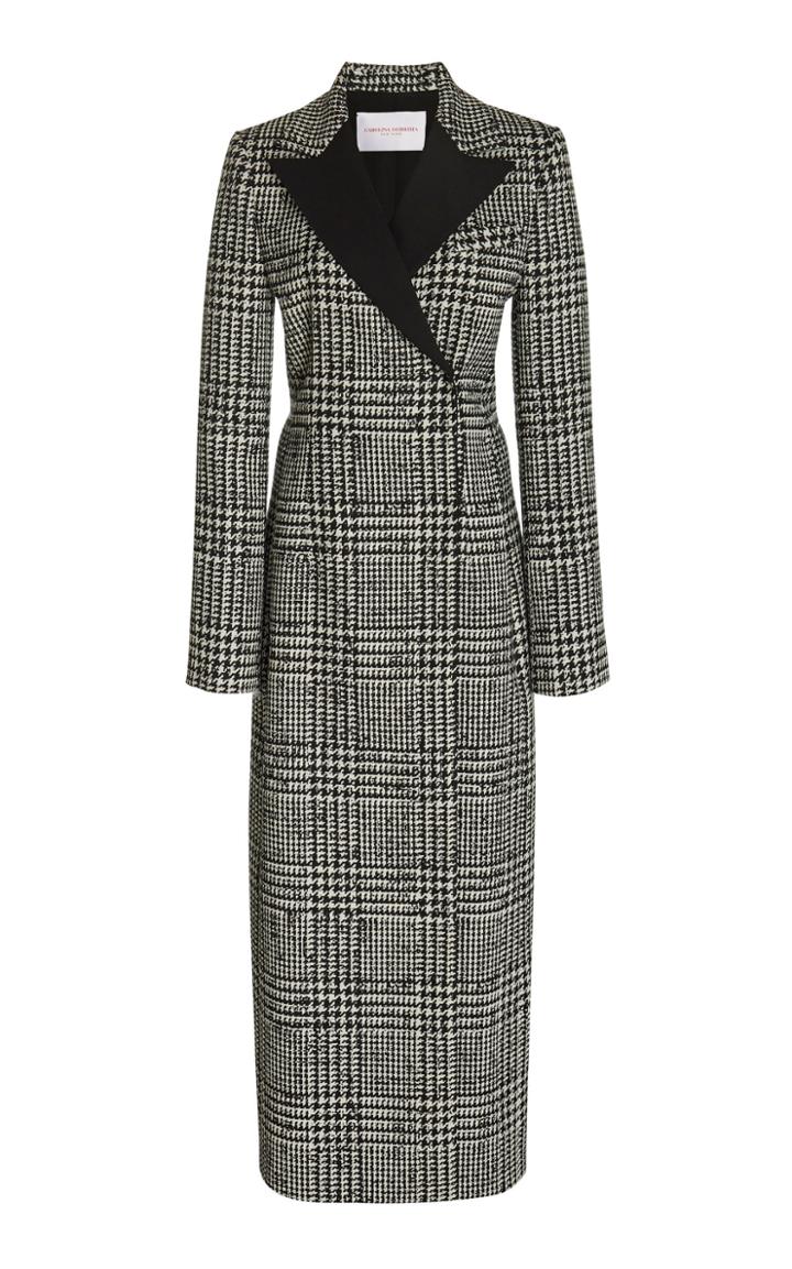 Carolina Herrera Prince Of Wales Silk-wool Peaked Lapel Coat
