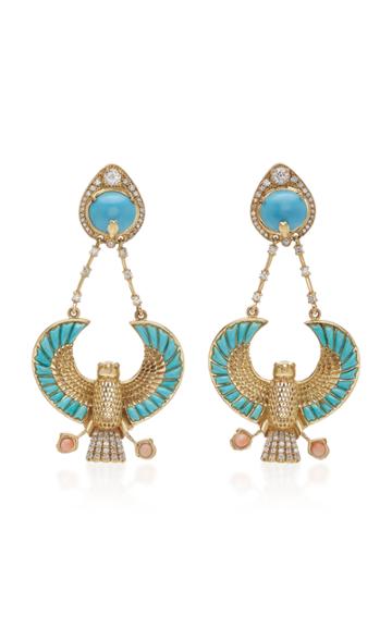 Rodrigo Massot 18k Gold, Diamond, And Turquoise Earrings
