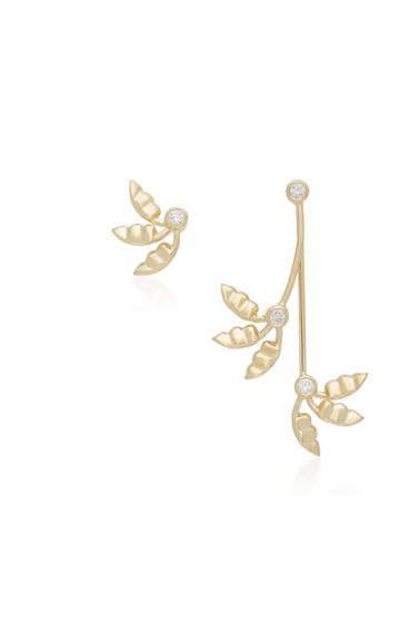 Ilana Ariel Jasmine Fan 14k Gold Diamond Earrings