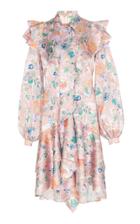 Peter Pilotto Ruffled Floral-print Silk-blend Mini Dress