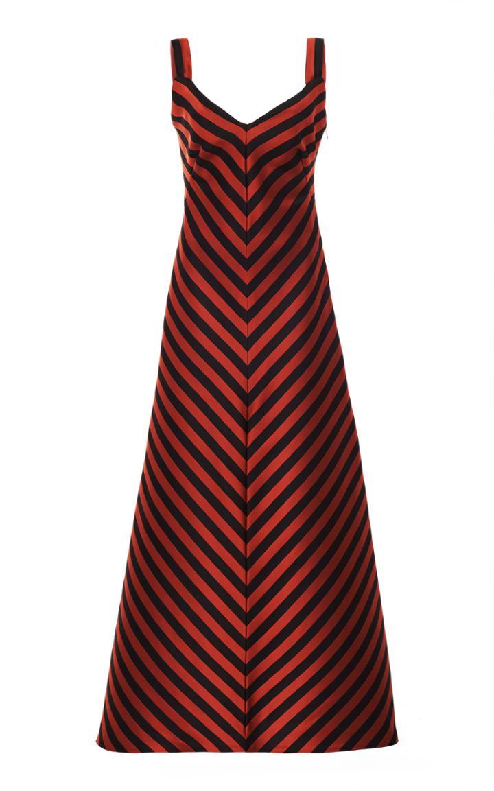Moda Operandi Sandra Mansour Doucement Chevron-striped Silk Duchess Satin Gown Size: