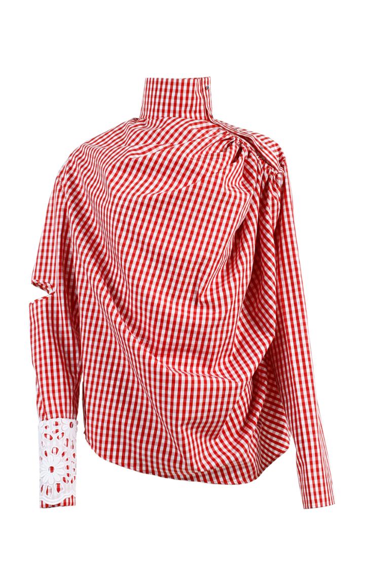Anouki Plaid Turtleneck Blouse