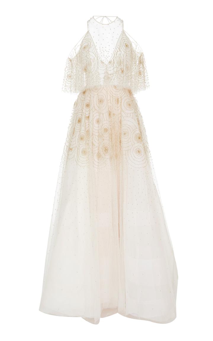 Bibhu Mohapatra Flutter Sleeve Tule Gown