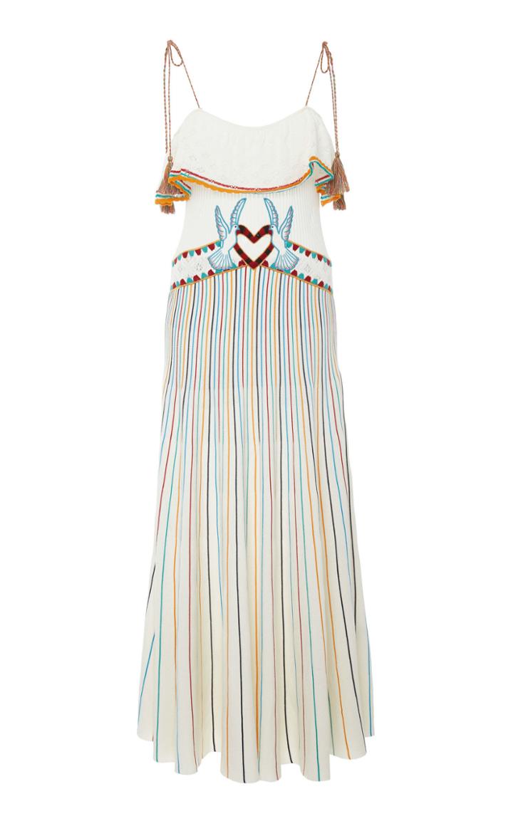 Red Valentino Stripe Cotton Yarn Dress
