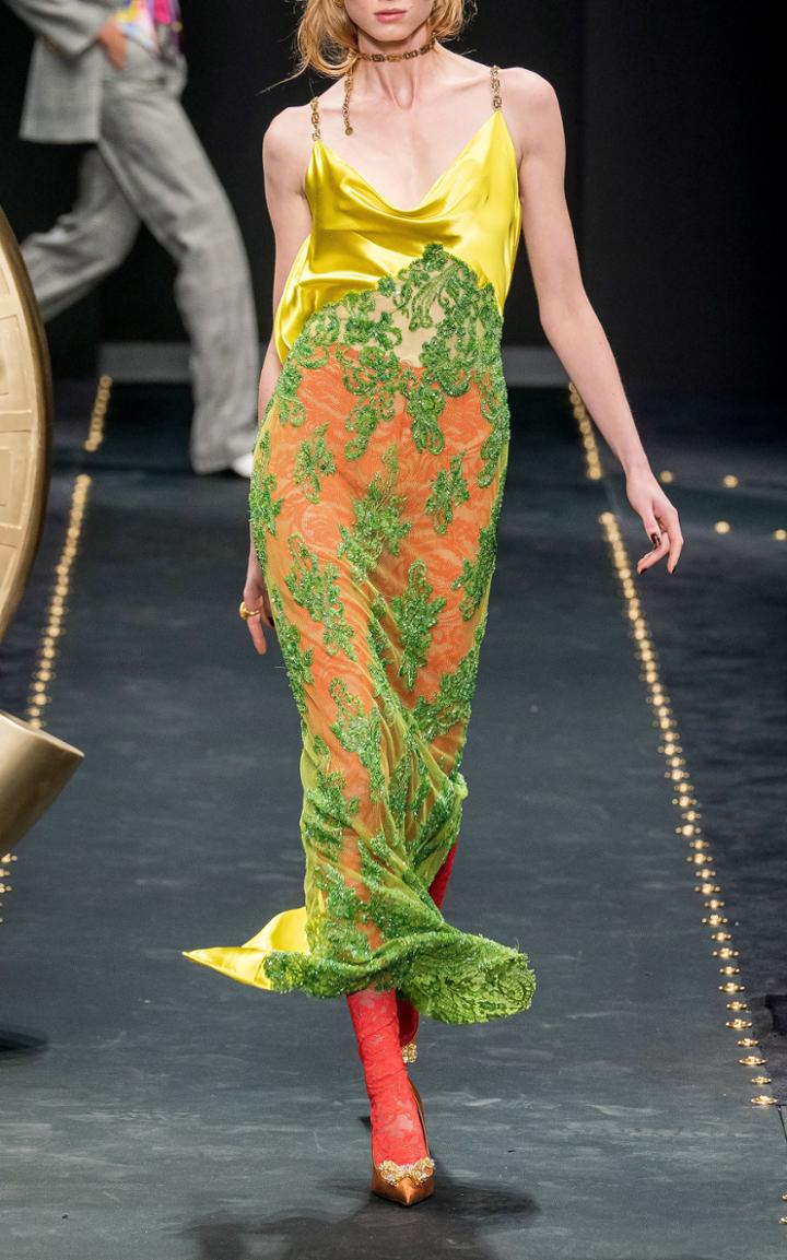 Versace Chain Link Satin Maxi Dress