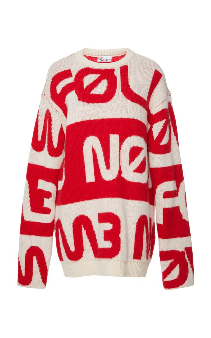 Red Valentino Wool Yarn Space Notes Pullover
