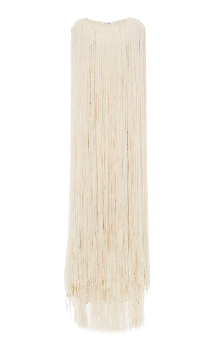 Moda Operandi Jil Sander Fringed Open-knit Cotton-blend Dress Size: 32