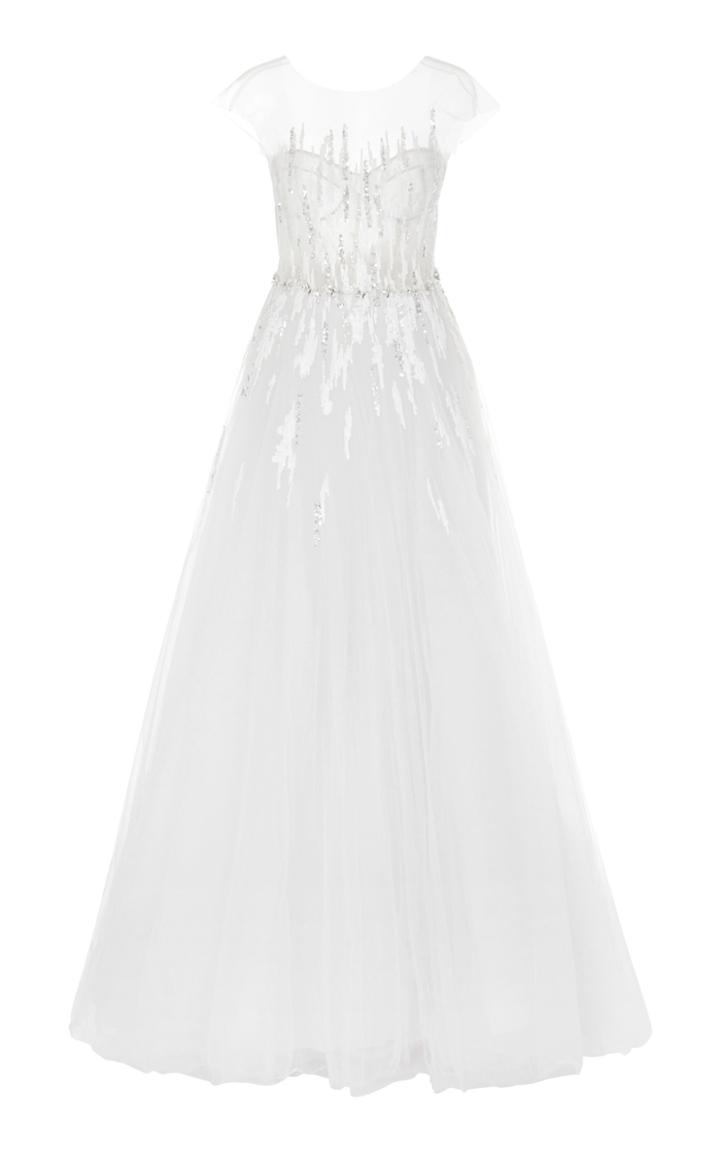 Mira Zwillinger Navara Sequined Silk And Cotton-blend Tulle Gown
