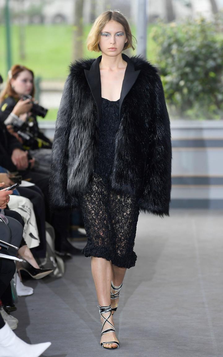 Anas Jourden Crushed Lace Pencil Skirt