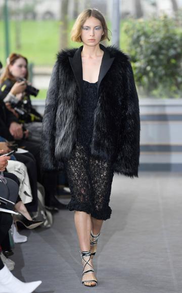 Anas Jourden Crushed Lace Pencil Skirt