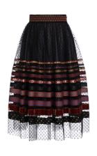 Moda Operandi Lena Hoschek Sella Ribbon-detailed Flocked Chiffon Midi Skirt