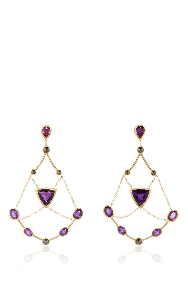 Ara Vartanian Amethyst And Black Diamond Drop Earrings