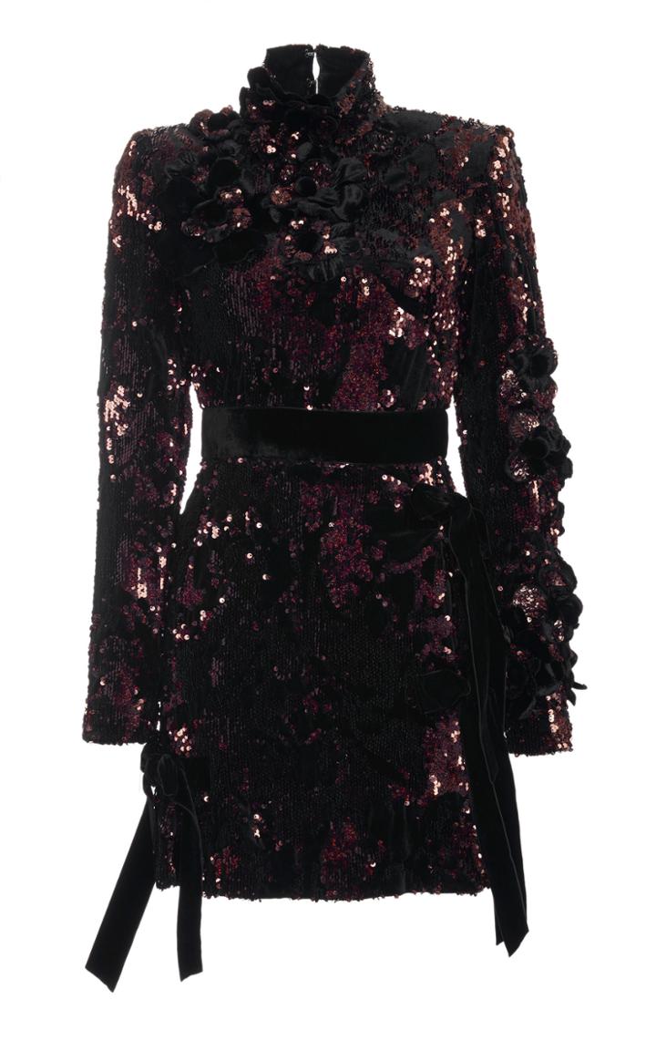 Elie Saab Velvet Paillettes Short Dress