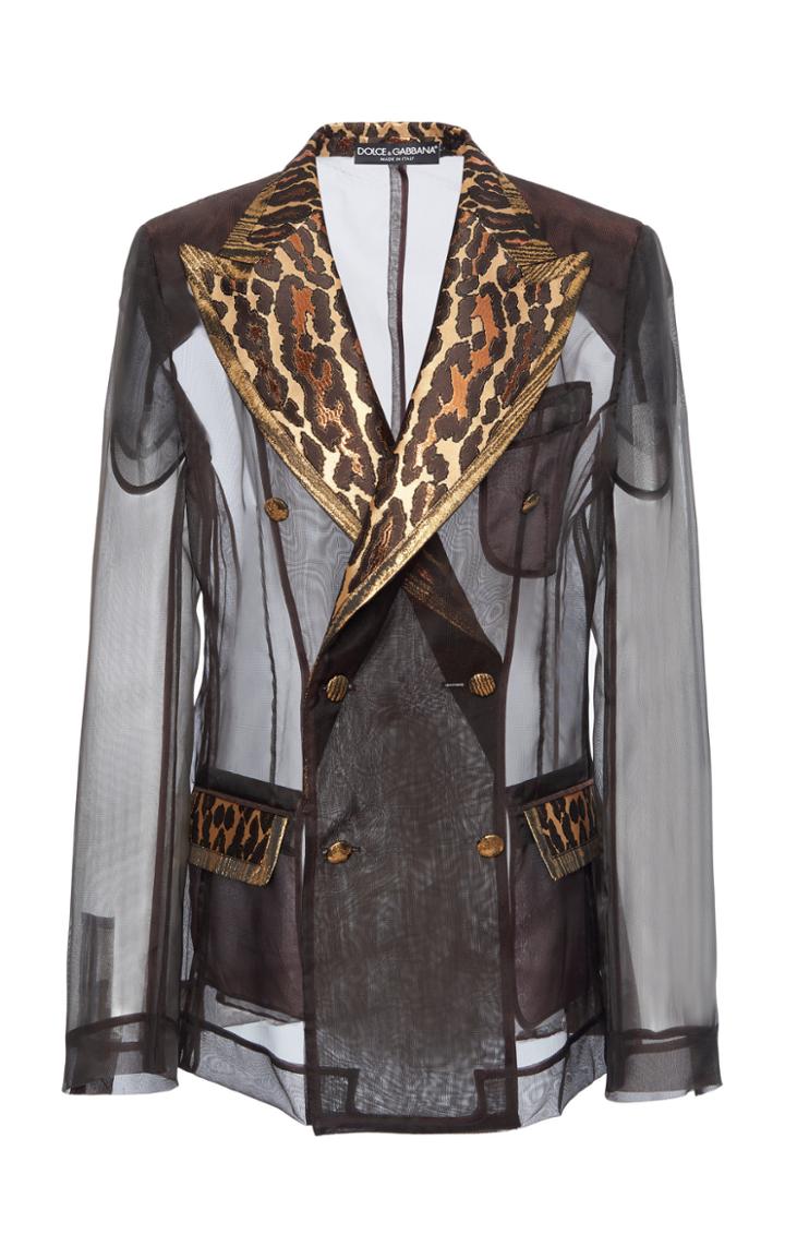 Moda Operandi Dolce & Gabbana Sheer Printed Lapel Blazer Size: 36