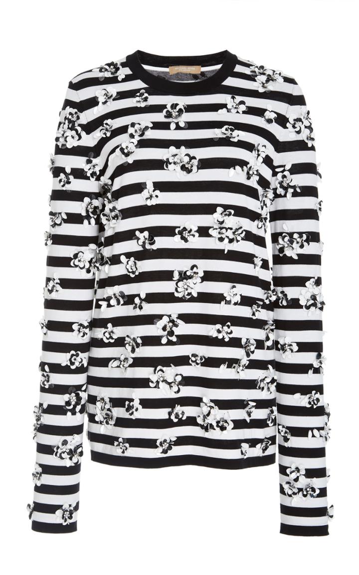 Michael Kors Collection Sequin Floral Embellishment Shirt