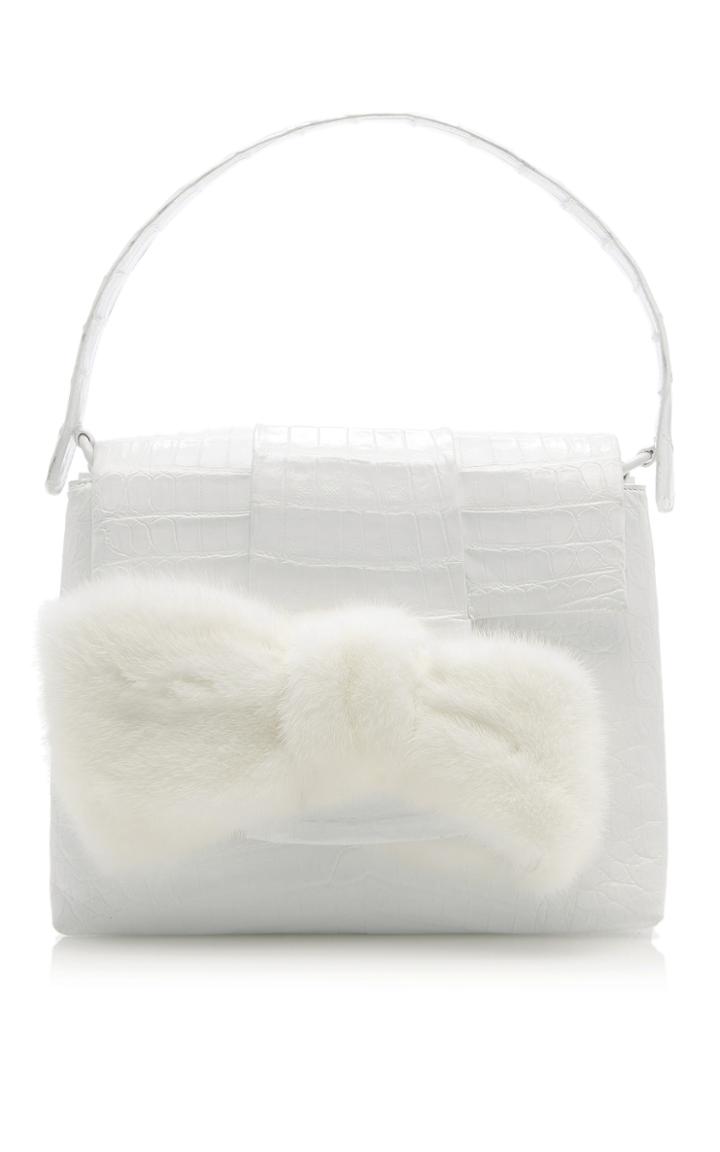 Nancy Gonzalez Crocodile Lady Bag With Mink Bow