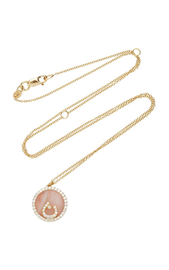 Noush Jewelry Treasure Disk Opal Perso-arabic Initial Necklace