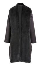 Moda Operandi Sally Lapointe Satin Shawl Neck Coat With Removable Mink Fur Scarf
