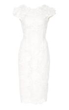 Pamella Roland Lace Cap Sleeve Floral Dress