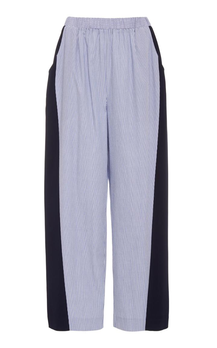 Mi Jong Lee Two Tone Cotton-blend Cropped Pants