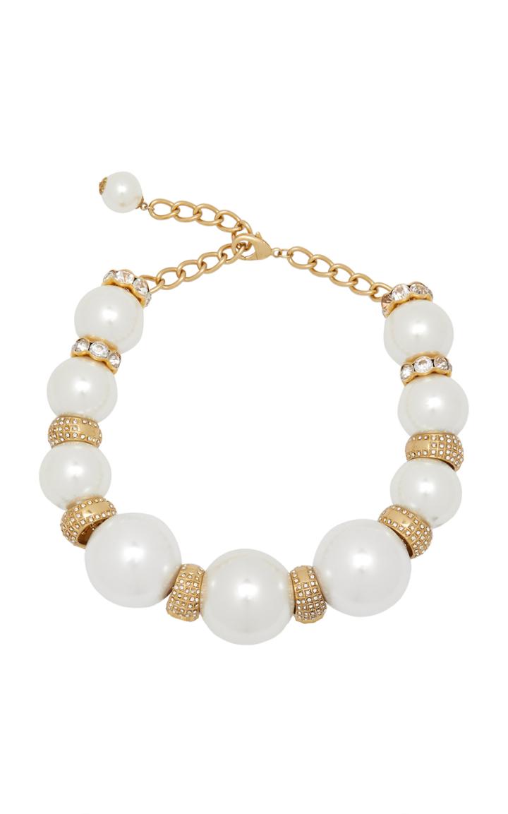 Dolce & Gabbana Gold-tone, Faux-pearl And Crystal Necklace