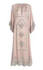 Bthaina Metallic Embroidered Caftan With Slit Cape Sleeves
