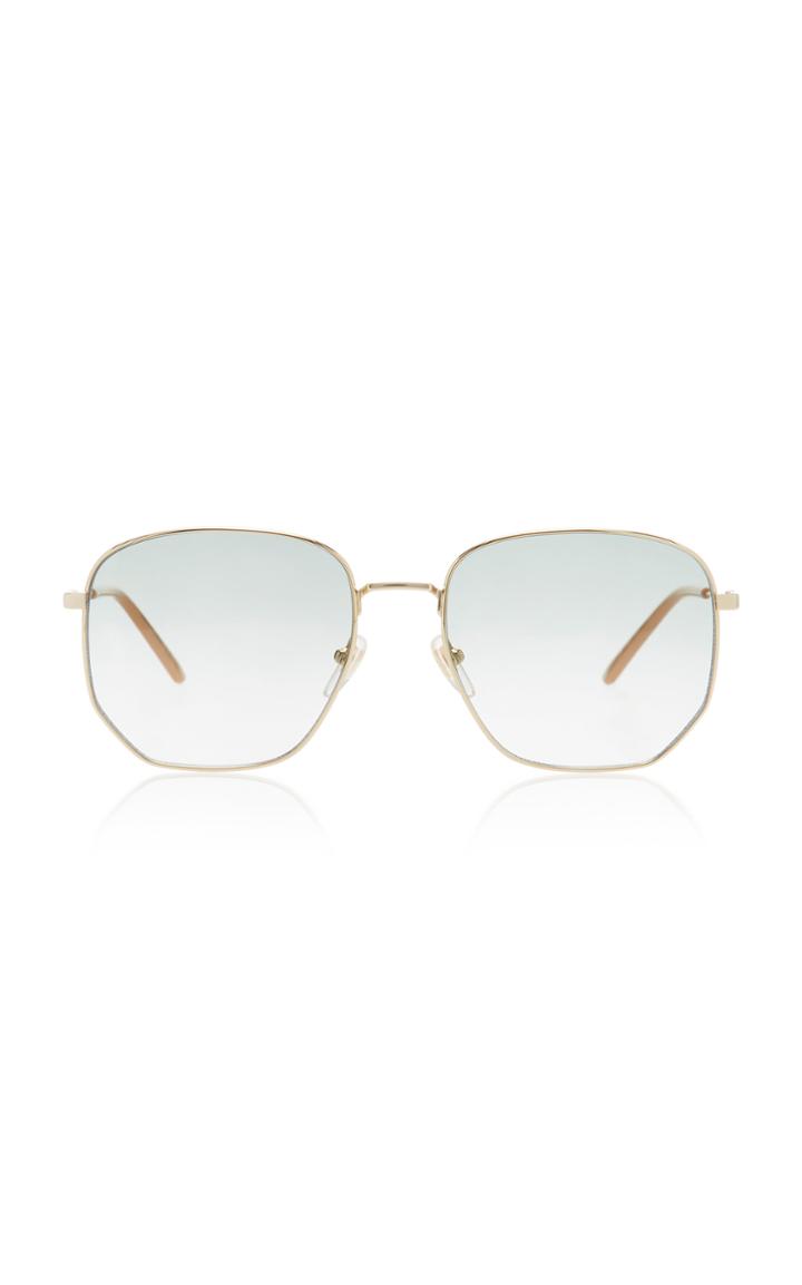 Gucci Hexagonal Gold-tone Sunglasses