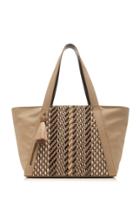 Akris Alexa Medium Tweed Trimmed Leather Tote