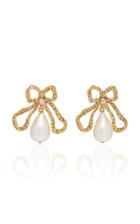 Oscar De La Renta Gold-plated Crystal And Pearl Earring