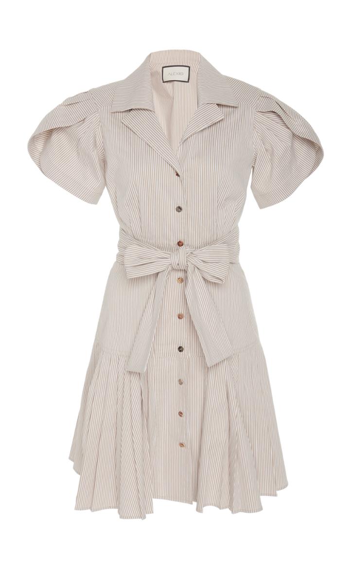 Alexis Haylee Pleated-hem Pinstriped Shirt Dress