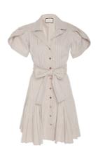 Alexis Haylee Pleated-hem Pinstriped Shirt Dress