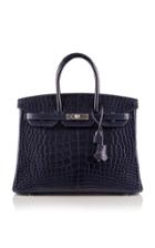 Madison Avenue Couture Hermes 35cm Blue Marine Matte Alligator Birkin