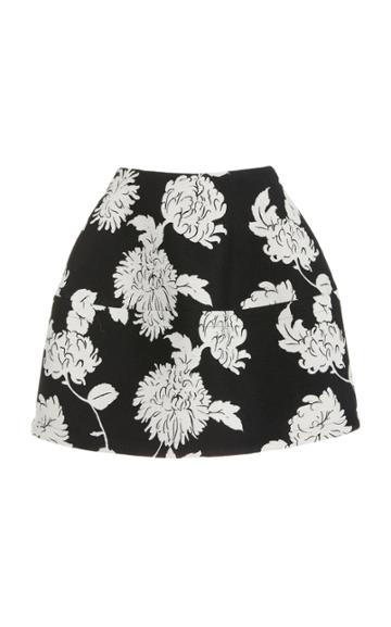 Moda Operandi Oscar De La Renta Floral Wool-blend Mini Skirt