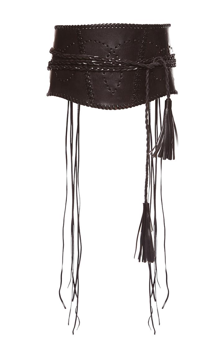 Alberta Ferretti Wide Leather Braided Belt