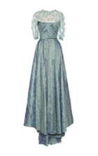 Luisa Beccaria Floral Embroidered Asymmetrical Gown
