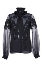 Elie Saab Crepe And Tulle Necktie Blouse
