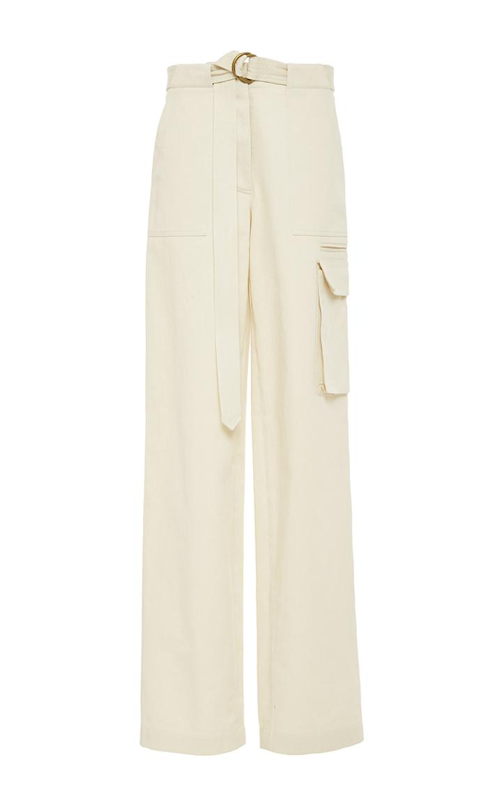 Adam Lippes Cream Light Cotton Twill Cargo Pant
