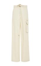 Adam Lippes Cream Light Cotton Twill Cargo Pant