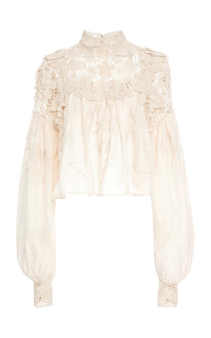 Ulla Johnson Theodora Guipure Lace Cotton-silk Blouse