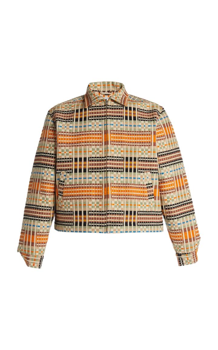 Moda Operandi Bode Blue Coverlet Zip Up Jacket