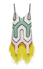 Attico Feather-trimmed Sequined Mini Dress