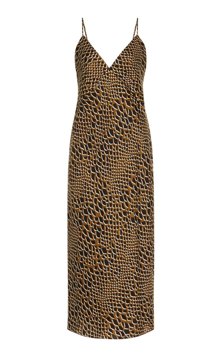 Olivia Von Halle Issa Animal-print Silk-satin Midi Dress Size: Xs
