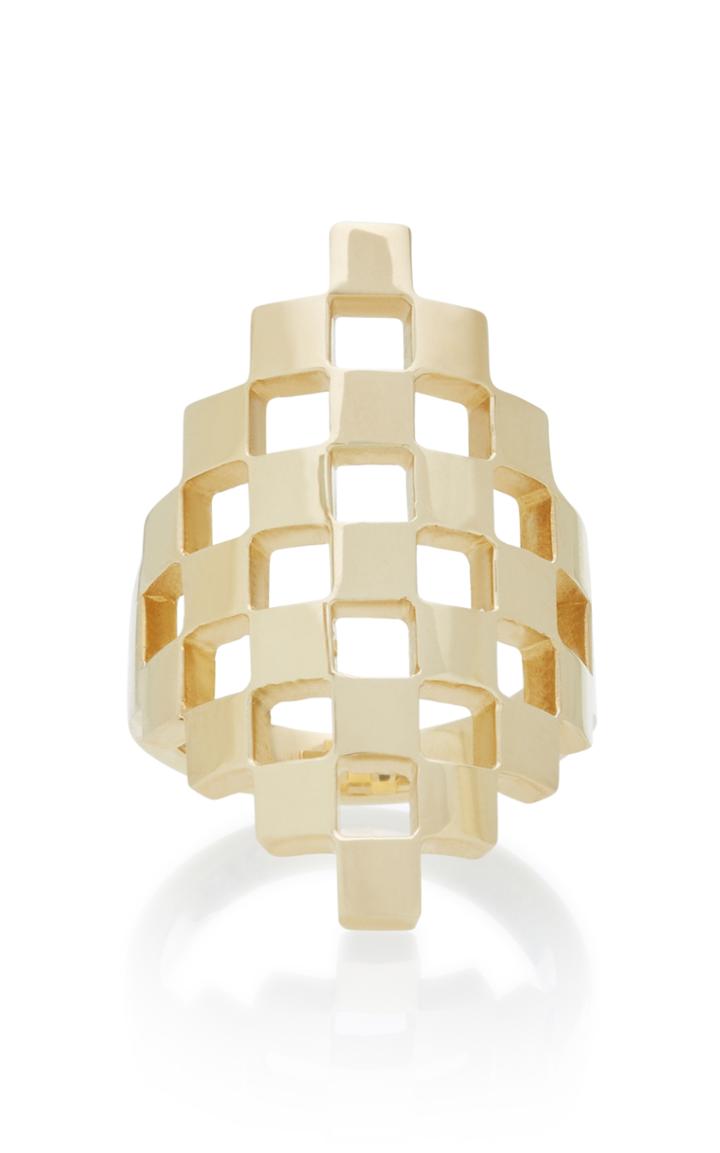 Established Checkerboard Gallery 18k Gold Ring