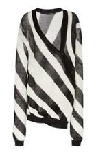 Ann Demeulemeester Asymmetrical Striped Wool-knit Cardigan
