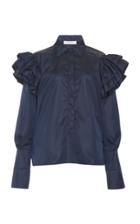 Moda Operandi Max Mara Samaria Ruffle-trimmed Taffeta Top