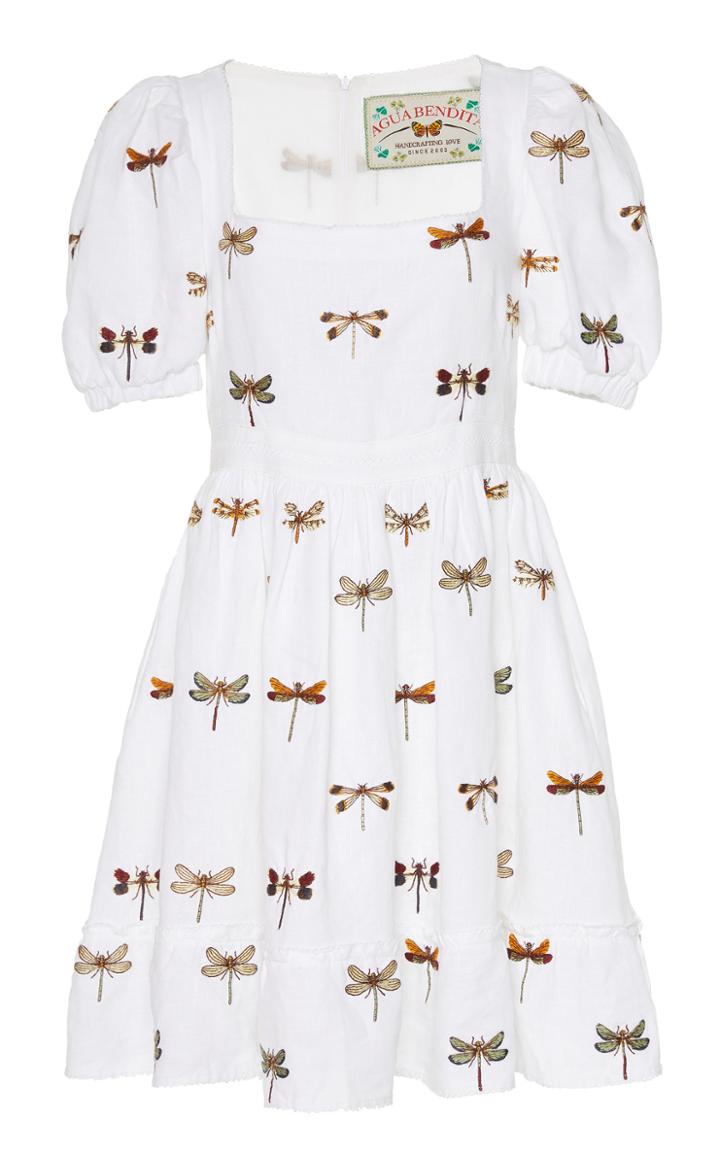 Agua By Agua Bendita Pomelo Embroidered Linen Mini Dress