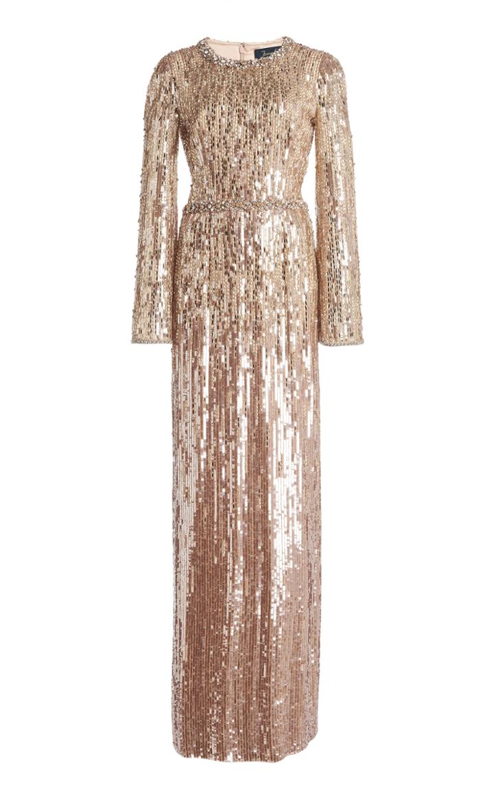 Moda Operandi Jenny Packham Metallic Sequined Gown