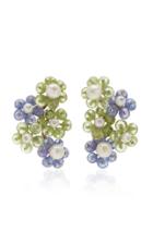 Sorab & Roshi 18k White Gold Multi-stone Flower Cluster Earrings