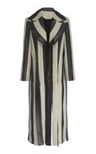 16arlington Striped Long Leather Coat